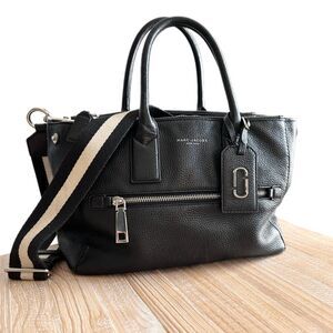 Marc Jacobs Gotham City Tote Crossbody Handbag Black Pebbled Leather